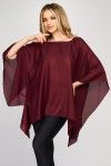 Bluza cu maneca clopot din voal peliculizat burgundy
