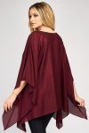 Bluza cu maneca clopot din voal peliculizat burgundy