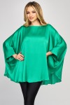 Bluza cu manseta din voal creponat satinat verde deschis