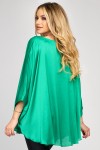 Bluza cu manseta din voal creponat satinat verde deschis