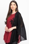 Bluza din voal rosu si negru cu dantela 