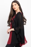 Bluza din voal rosu si negru cu dantela 