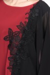 Bluza din voal rosu si negru cu dantela 