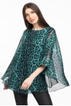 Bluza cu manseta din voal animal print verde