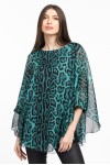 Bluza cu manseta din voal animal print verde