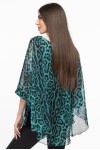 Bluza cu manseta din voal animal print verde