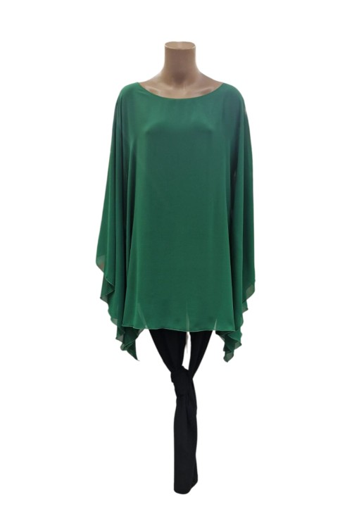 Bluza verde din voal cu cordon detasabil