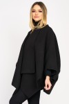 Poncho din stofă, neagru