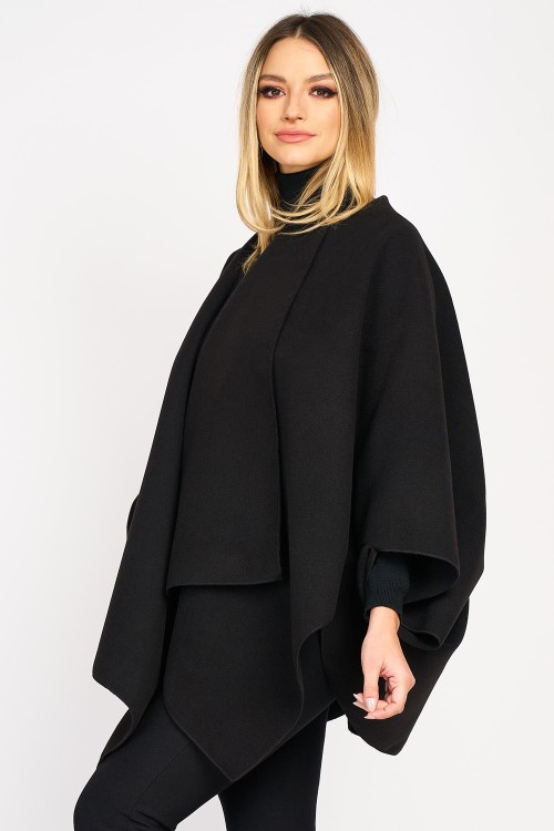 Poncho din stofă, neagru