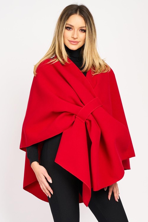 Poncho cu fundă, roșu