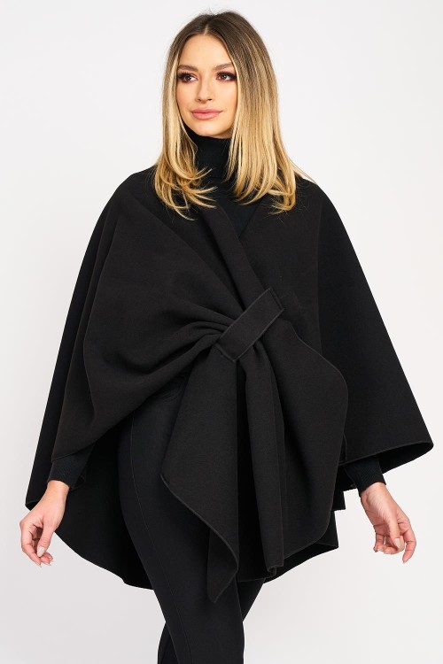 Poncho cu fundă, negru