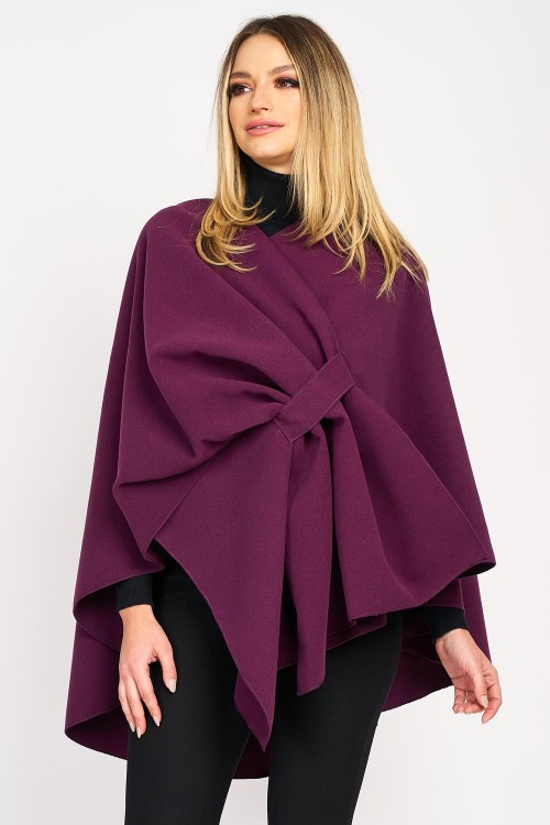 Poncho cu fundă, mov prună