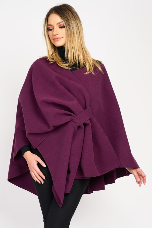 Poncho cu fundă, mov prună