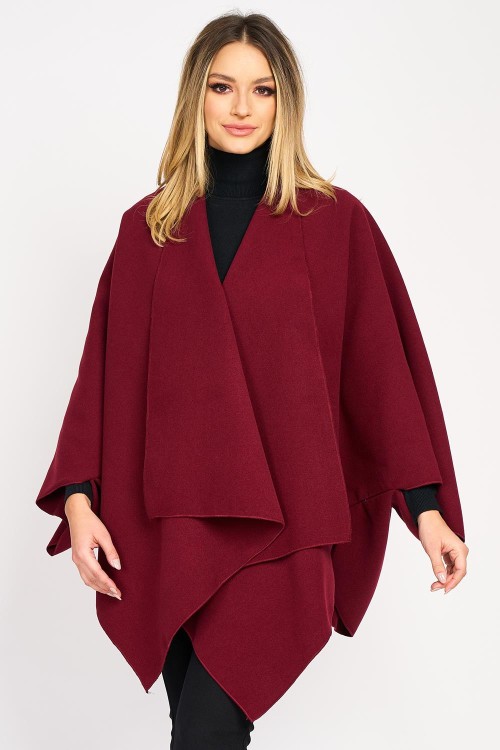 Poncho din stofă, bordo