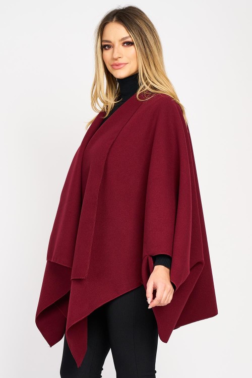 Poncho din stofă, bordo