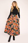 Fusta clos cu imprimeu floral si buzunare Fusta clos cu imprimeu floral si buzunare