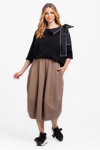 Fusta bej gogosar din bumbac  Fusta bej gogosar din bumbac