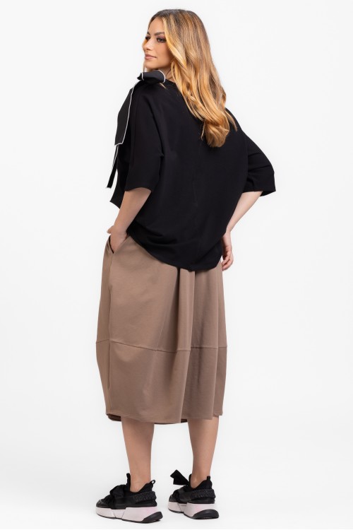 Fusta bej gogosar din bumbac  Fusta bej gogosar din bumbac