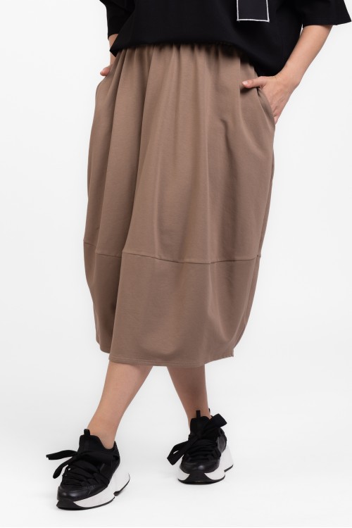 Fusta bej gogosar din bumbac  Fusta bej gogosar din bumbac