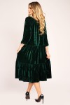 Rochie din catifea verde smarald cu doua volane 