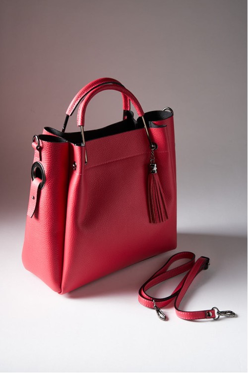 Geanta ARIA din piele naturala cherry