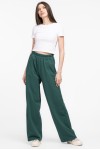 Pantaloni largi din bumbac verde 