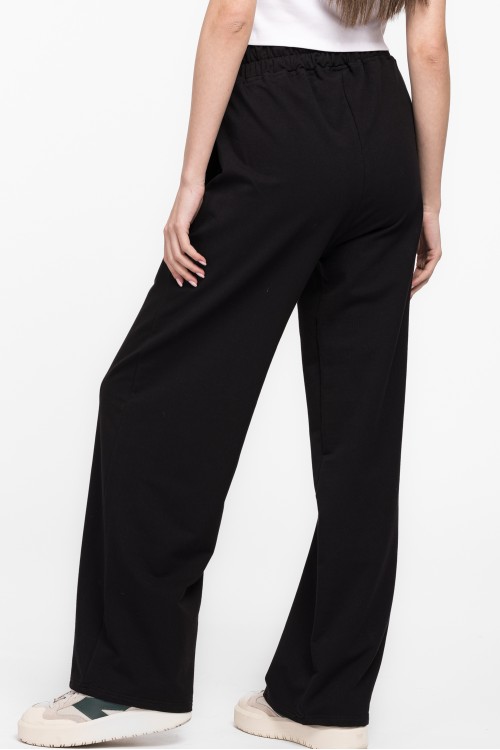 Pantaloni largi din bumbac negru