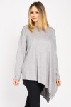 Pulover asimetric din tricot fin gri