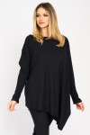 Pulover asimetric din tricot reiat negru