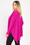 Pulover asimetric din tricot fin ciclam