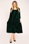 Rochie din catifea verde smarald cu doua volane 