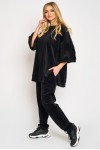 Trening de catifea neagra, bluza cu maneca 3/4 si pantalon conic