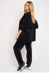 Trening de catifea neagra, bluza cu maneca 3/4 si pantalon conic