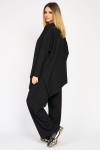 Trening negru din bumbac , bluză asimetrică și pantaloni largi