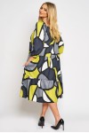 Rochie cu doua volane din satin imprimat, print geometric