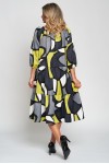 Rochie cu doua volane din satin imprimat, print geometric