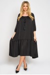 Rochie lejera cu un volan si ciucuri, din satin negru