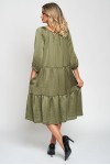 Rochie cu doua volane din satin kaki
