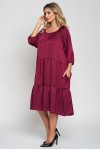 Rochie cu doua volane din satin bordo