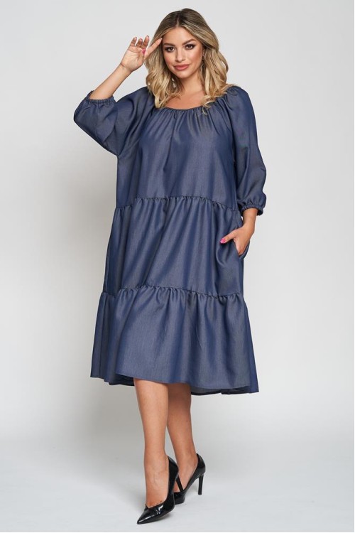 Rochie cu doua volane din blug