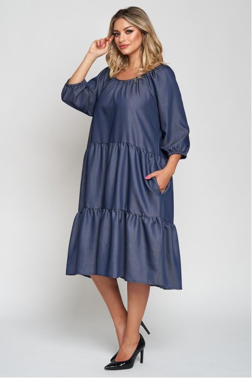 Rochie cu doua volane din blug