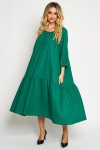 Rochie din in verde cu un volan