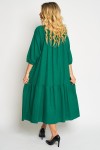 Rochie din in verde cu un volan