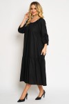 Rochie din in negru cu un volan