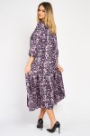 Rochie din satin cu un volan, animal print mov