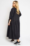 Rochie cu volan incretit si buzunare in fata, neagra