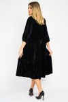 Rochie din catifea neagră cu două volane