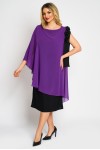 Rochie cu floare pe umar din voal mov