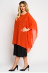 Rochie cu maneca clopot din voal corai