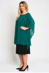 Rochie cu maneca clopot din voal verde inchis